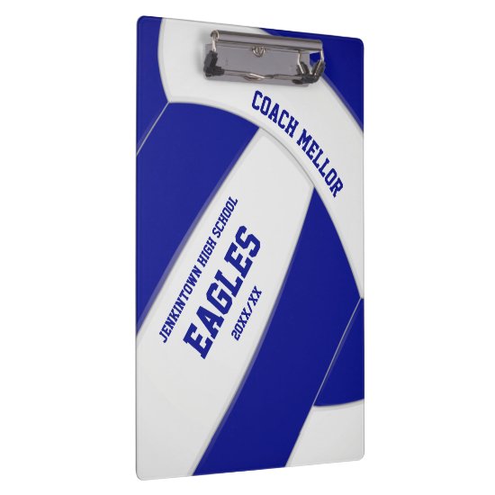 blue white team colors volleyball coach clipboard