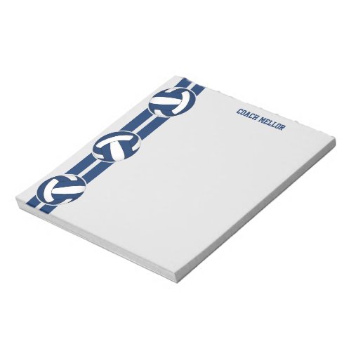 blue white team colors volleyball coach custom notepad