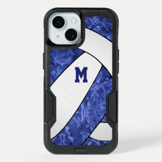 blue white team colors volleyball girl iPhone 15 case