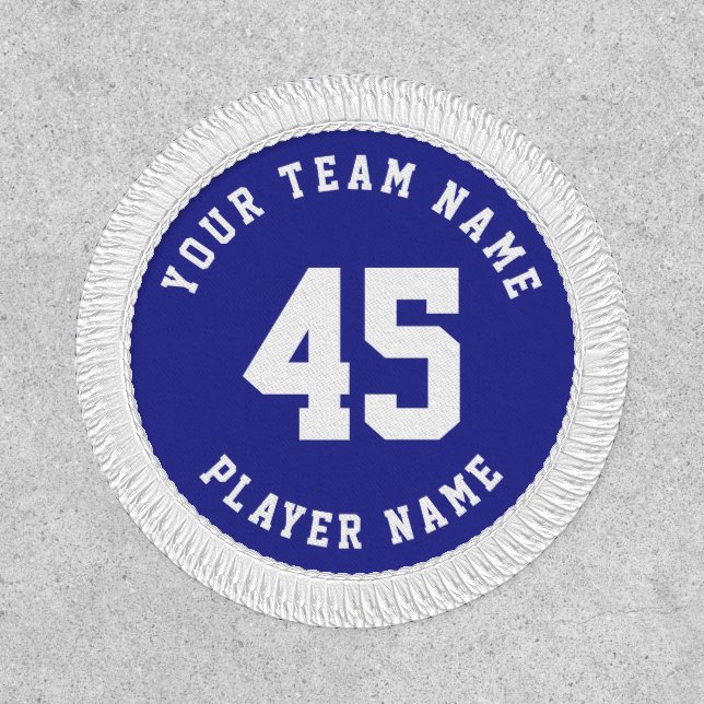 Blue White Team Name Number Patch (Front)