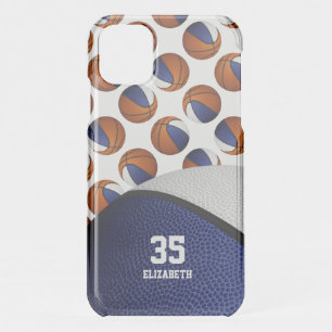 blue white team spirit colors girly basketball iPhone 11 case