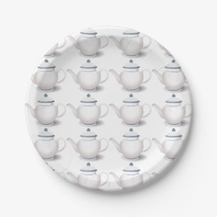 Blue & White Teapot English Regency Tea Party Paper Plates