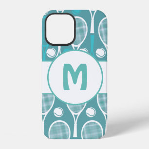 Blue & White Tennis Rackets Balls Player Name Cute iPhone 12 Case