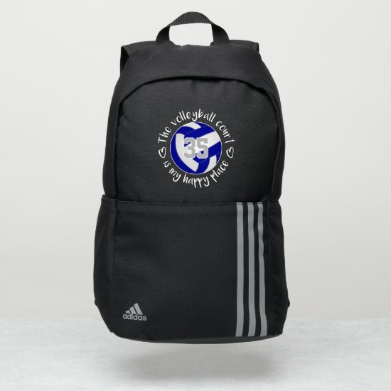 blue white The volleyball court is my happy place Adidas Backpack
