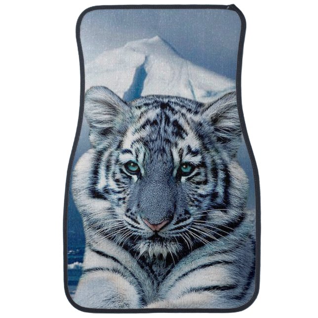 Blue White Tiger Car Floor Mat (Front)