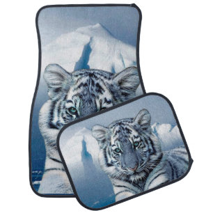 Blue White Tiger Car Floor Mat