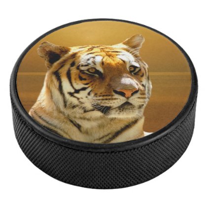 Blue White Tiger Hockey Puck