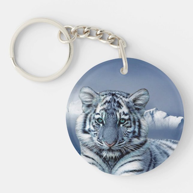 Blue White Tiger Keychain (Front)