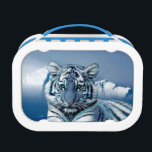 Blue White Tiger Lunch Box<br><div class="desc">Amazing wildlife, big cats tigers. Blue white tiger, snow, ice and mountain.</div>