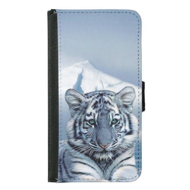 Blue White Tiger Samsung Galaxy Wallet Case (Front)