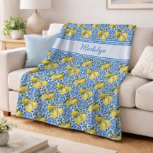 Blue White Tile Lemon Mediterranean Pattern Name