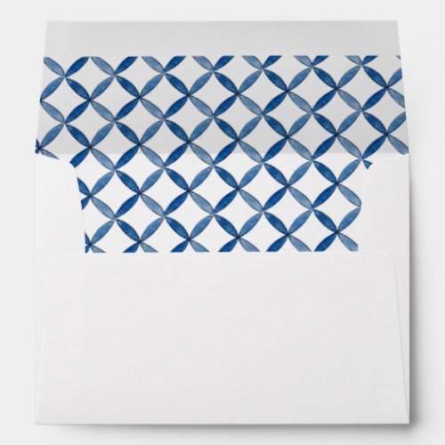 Blue  White tile pattern Wedding Envelope