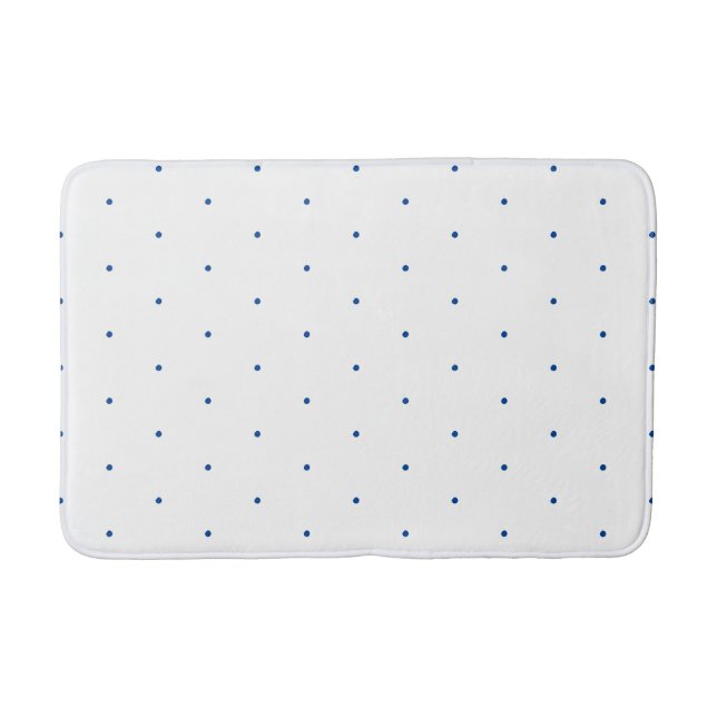 Blue white tiny polka dots pattern bath mat (Front)