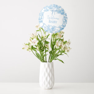 Blue White Toile de Jouy Bear Welcome Baby Shower  Balloon
