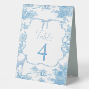 Blue White Toile de Jouy French Table Number Tent