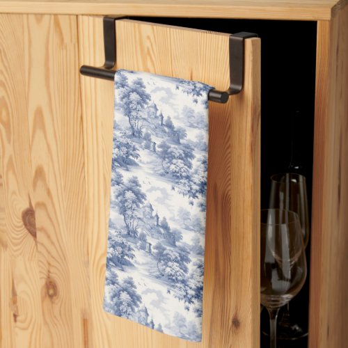 Blue White Toile Floral Country French  Kitchen Towel