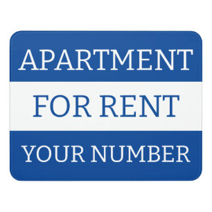 BLUE WHITE TRENDY APARTMENT CONDO FOR RENT DOOR SIGN