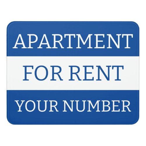 BLUE WHITE TRENDY APARTMENT CONDO FOR RENT DOOR SIGN