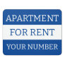 BLUE WHITE TRENDY APARTMENT CONDO FOR RENT DOOR SIGN