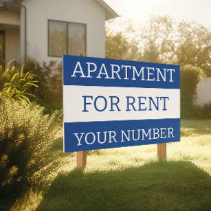 BLUE WHITE TRENDY APARTMENT CONDO FOR RENT SIGN