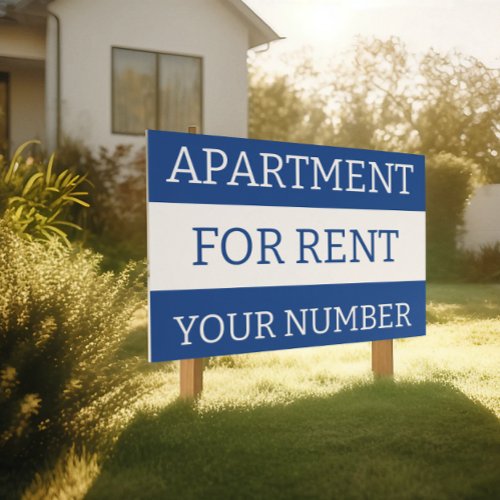 BLUE WHITE TRENDY APARTMENT CONDO FOR RENT SIGN