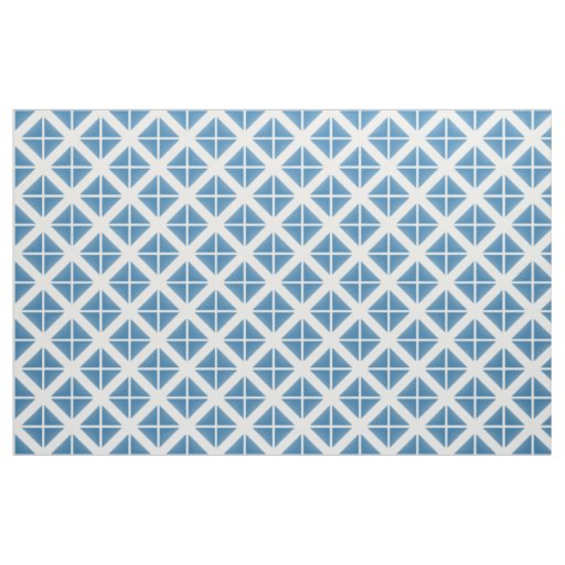 Blue White Trendy Triangles Pattern Fabric