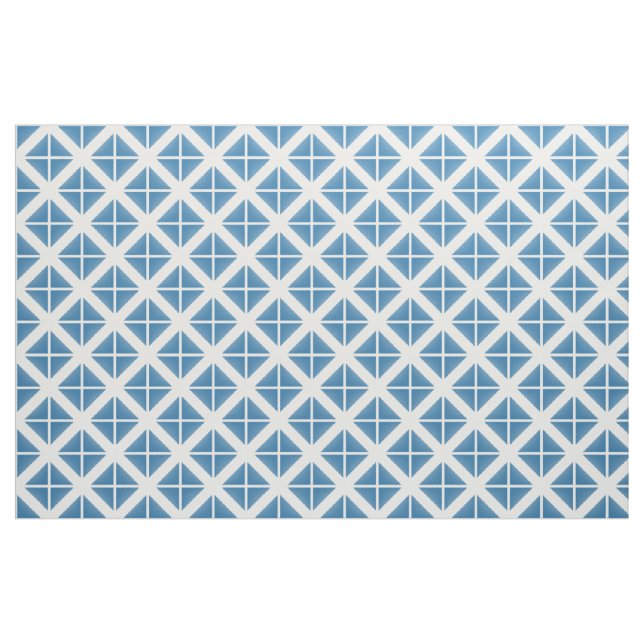 Blue White Trendy Triangles Pattern Fabric (Yard)