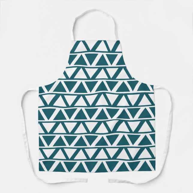 Blue White Triangle Stripes Geometric  Apron (Front)