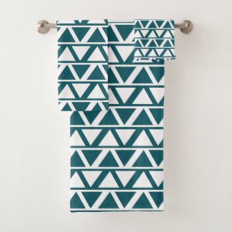 Blue White Triangle Stripes Geometric Pattern   