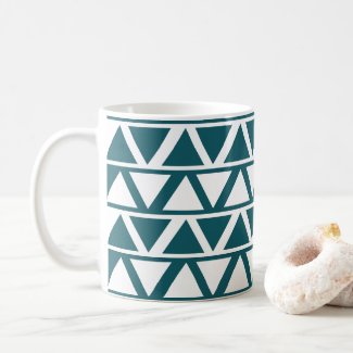 Blue White Triangle Stripes Geometric Pattern 