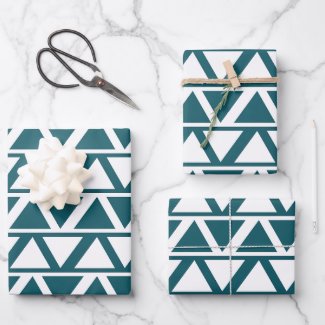 Blue White Triangle Stripes Geometric Pattern  