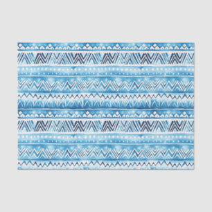 Blue White Tribal Stripes Tissue Paper