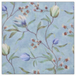Blue &amp; White Tulips Anemones Pattern Fabric