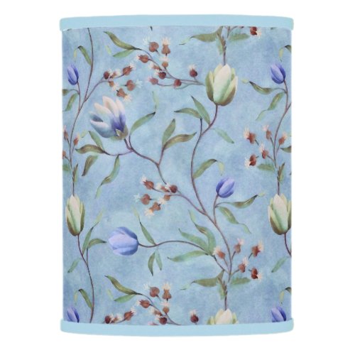 Blue  White Tulips Anemones Pattern  Lamp Shade