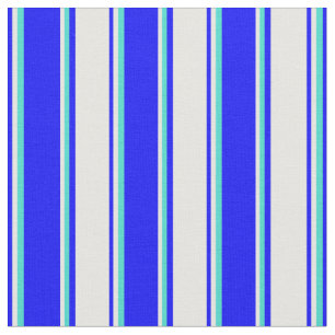 Blue, White & Turquoise Colored Pattern Fabric