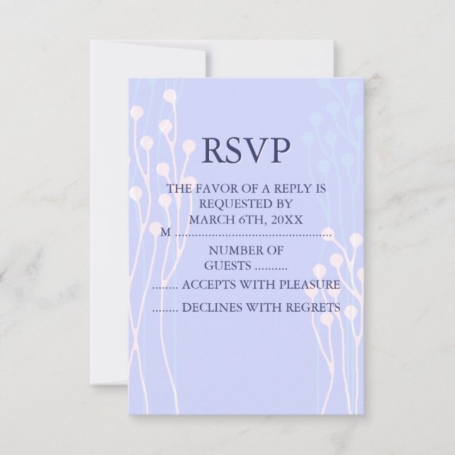 Blue & White Twig Design RSVP Card (Front)