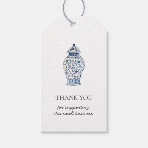Blue  white urn Thank you Gift Tag