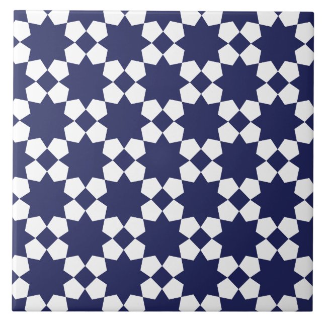 Blue &white vector seamless pattern ceramic tile (Front)