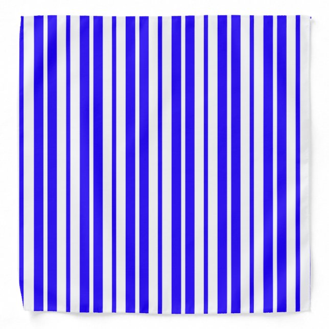 Blue White Vertical Stripes Pattern Bandana (Front)