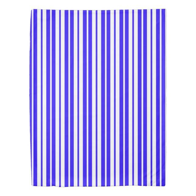 Blue White Vertical Stripes Pattern Duvet Cover (Front)