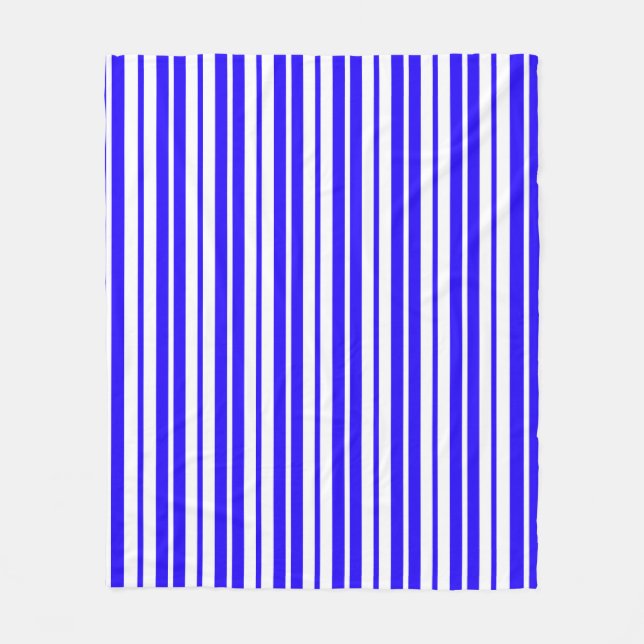 Blue White Vertical Stripes Pattern Fleece Blanket (Front)