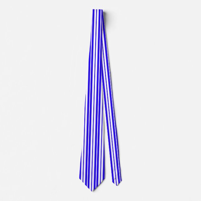 Blue White Vertical Stripes Pattern Neck Tie (Front)