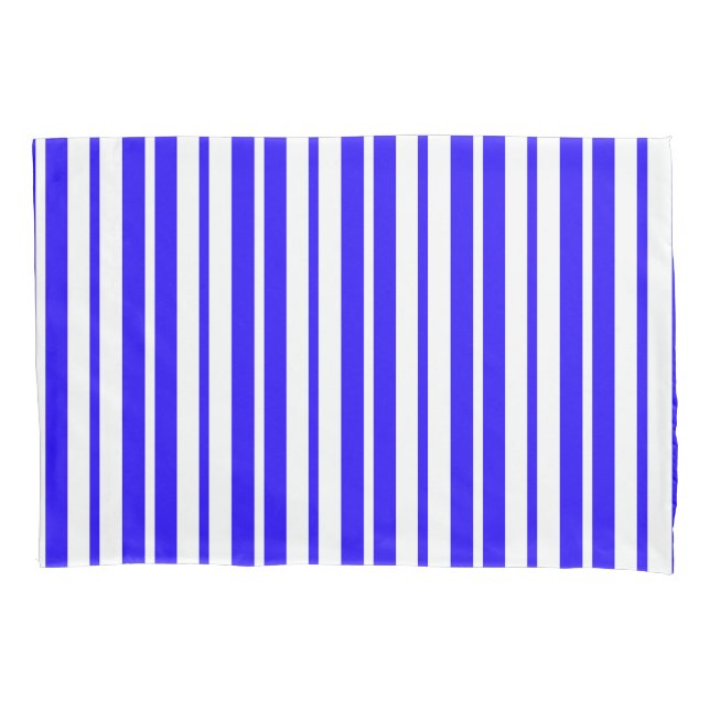 Blue White Vertical Stripes Pattern Pillow Case (Front)