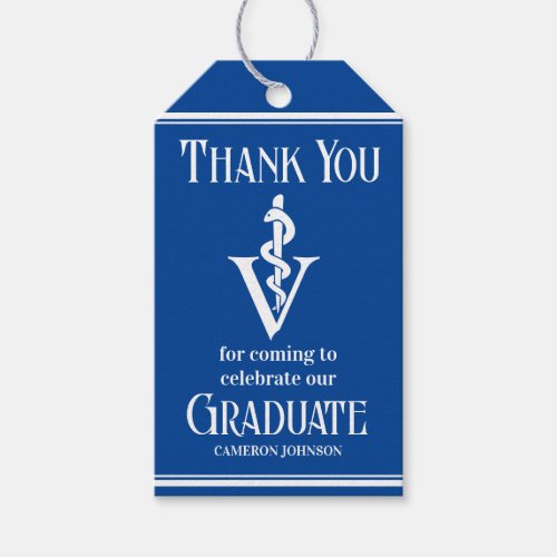 Blue White Veterinary School Graduation Party Gift Tags