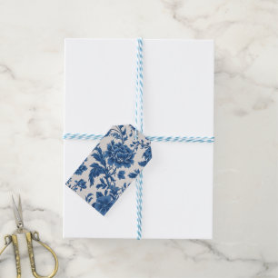 Blue & White Victorian-inspired Floral Print Gift Tags