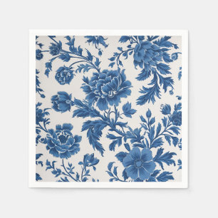 Blue & White Victorian-inspired Floral Print Napkins