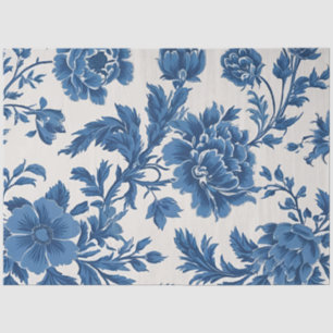 Blue & White Victorian-inspired Floral Print Tissue Paper