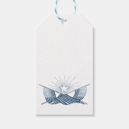 Blue  White Vintage American Flags wShining Star Gift Tags