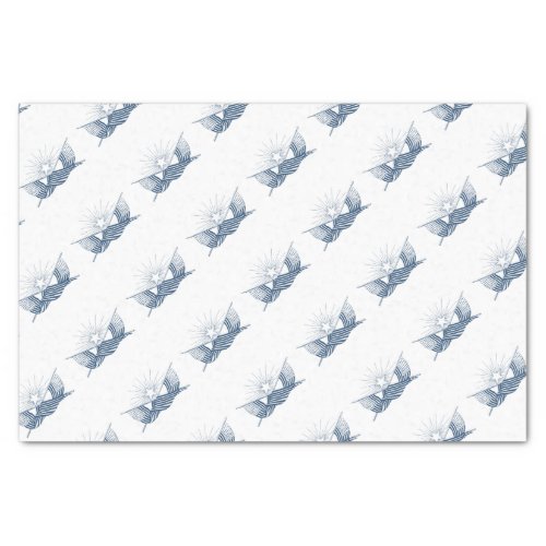 Blue  White Vintage American Flags wShining Star Tissue Paper