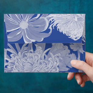 Blue White Vintage Chinoiserie Floral Pattern Envelope